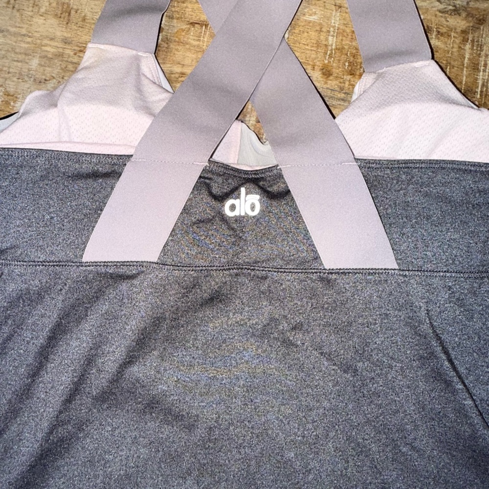 ALO Yoga Gray and Cream Tank Top